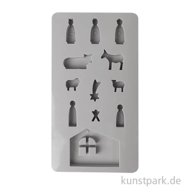 Artikelbild 1 des Artikels “Silikon Gießform - Mini Krippe, 12 Motive, 14,5 x 26 x 1 cm “