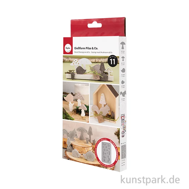 Artikelbild 1 des Artikels “Silikon Gießform - Pilze + Tiere, 11 Herbstmotive, 14,5 x 26 x 1,5 cm “