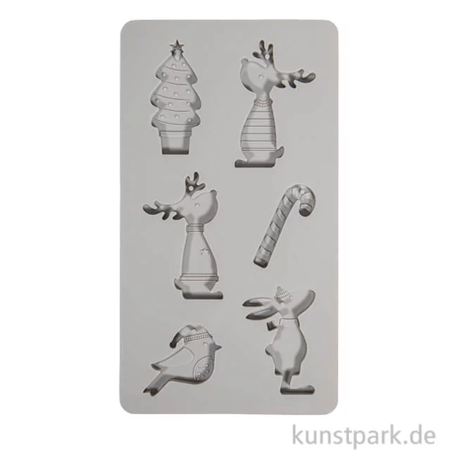 Artikelbild 1 des Artikels “Silikon Gießform - Rentierfreunde, 6 Motive, 14,5 x 26 x 1 cm “