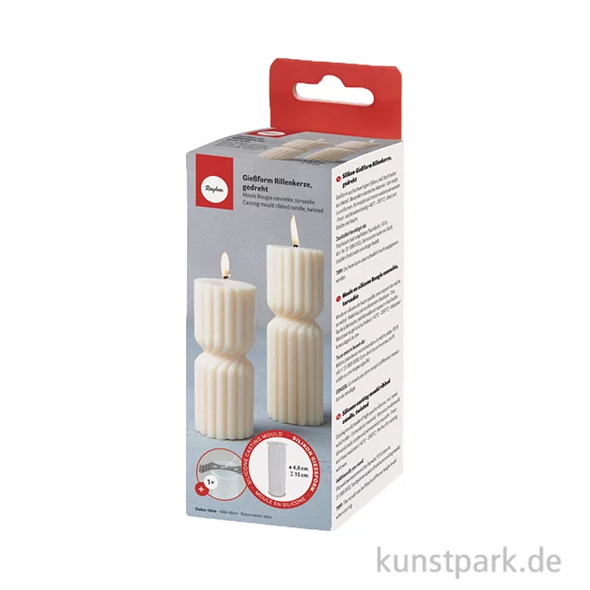 Artikelbild 1 des Artikels “Silikon Gießform - Rillenkerze, gedreht, ø 4,6 x 15 cm + Dochthalter “