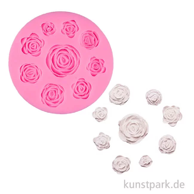 Artikelbild 1 des Artikels “Silikon Gießform - Rosen, 9 Motive, Durchmesser 9,5 cm, Höhe 1,3 cm “