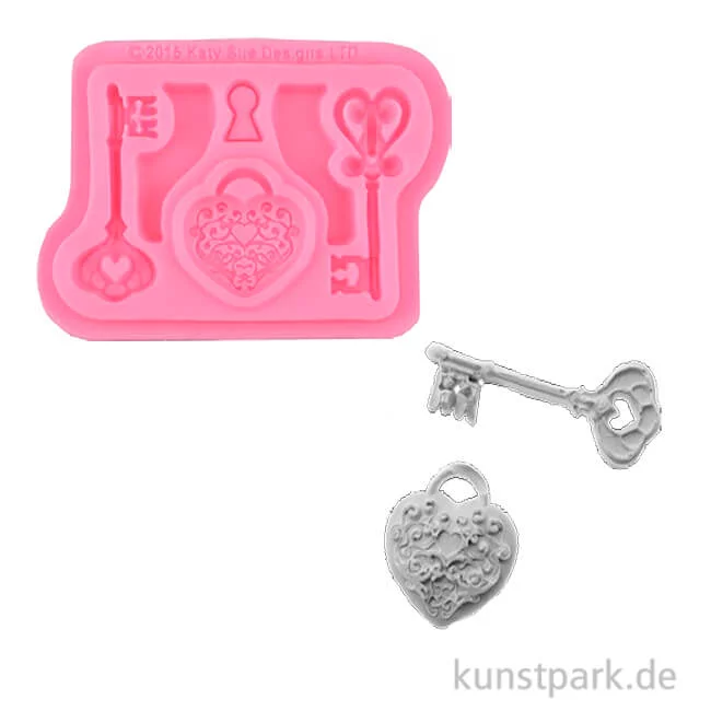 Artikelbild 1 des Artikels “Silikon Gießform - Schlüssel, 4 Motive, 8,5 x 6,8 x 0,7 cm “
