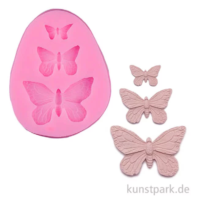 Artikelbild 1 des Artikels “Silikon Gießform - Schmetterlinge, 3 Motive, 7,2 x 5,7 x 0,9 cm “
