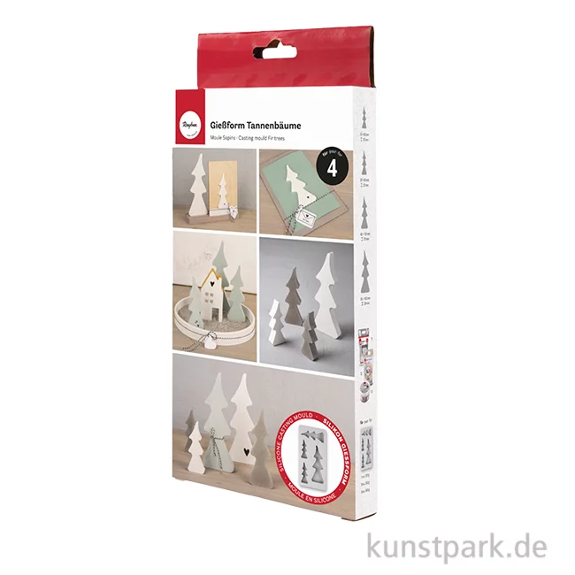 Artikelbild 1 des Artikels “Silikon Gießform - Tannenbäume, 4 Motive, 14,5 x 26 x 2 cm “