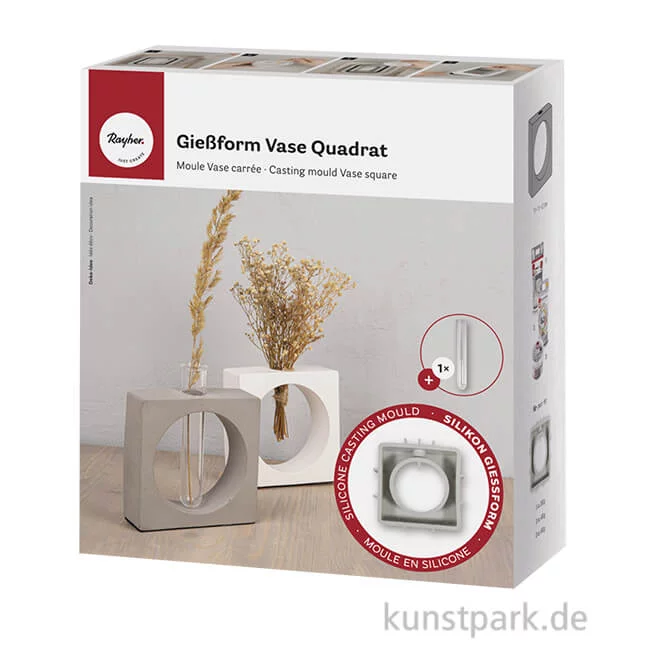 Artikelbild 1 des Artikels “Silikon Gießform - Vase Quadrat mit Kreis, 11 x 3,7 x 11 cm “