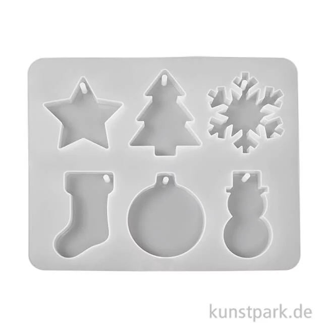 Artikelbild 1 des Artikels “Silikon Gießform - Weihnachten, 6 Anhänger, 35-40 x 4 mm “
