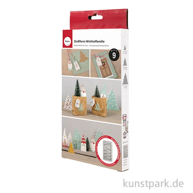 Artikelbild 1 des Artikels “Silikon Gießform - Wichtelfamilie, 9 Motive, 14,5 x 26 x 1 cm “
