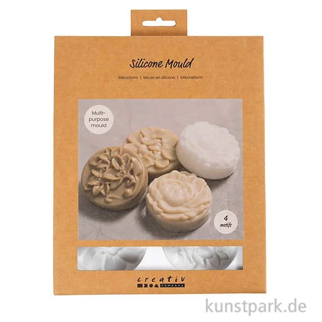 Artikelbild 1 des Artikels “Silikonformen, Rund mit Blumenmuster, 6,8 x 2,3 cm, 4 Stück “
