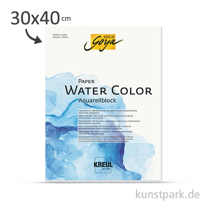 Artikelbild 1 des Artikels “Solo Goya Paper Water Color, 20 Blatt, 300 g 30 x 40 cm“