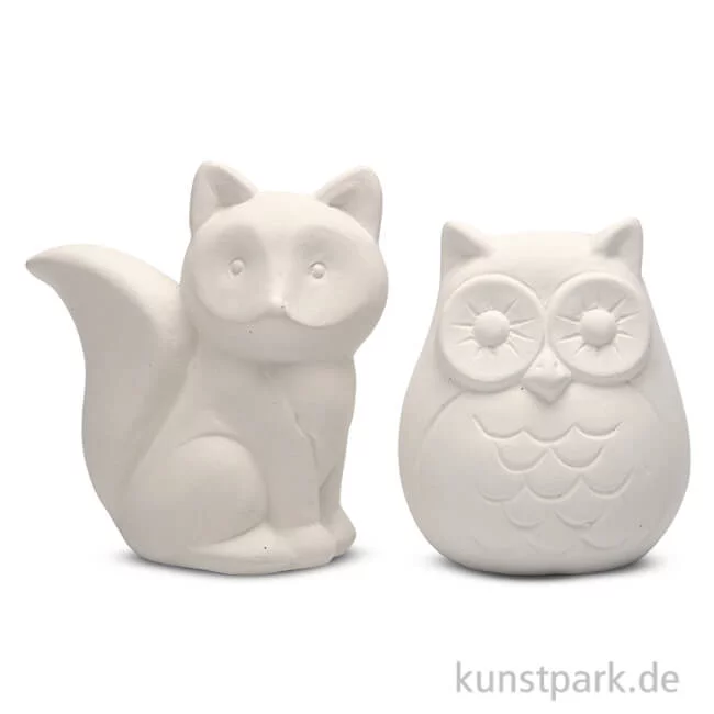 Artikelbild 1 des Artikels “Spardosen Fuchs und Eule aus Terracotta, Höhe 9 cm, 2 Stück “