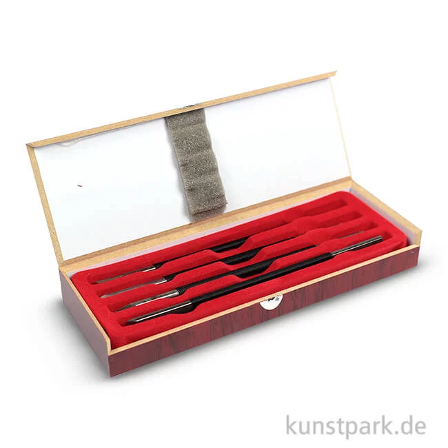 Artikelbild 1 des Artikels “Specksteinmeißel Set BASIC Nr. 1 im Holzkästchen “