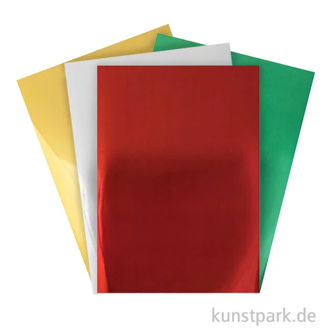 Artikelbild 1 des Artikels “Spiegelkarton Block - Gold, Silber, Rot & Grün, 21 x 29,5 cm “