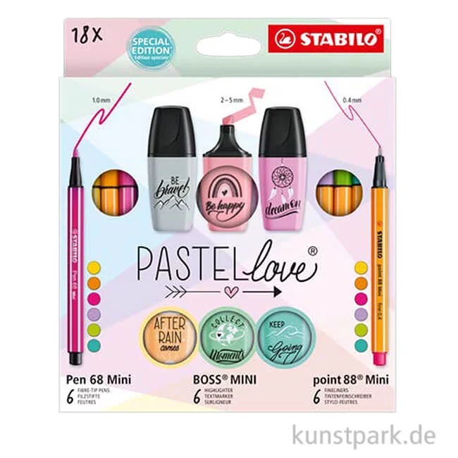 Artikelbild 1 des Artikels “STABILO Pastellove - Mini Fineliner, Filzstifte + Marker, 18er Set “