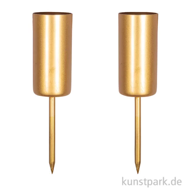 Artikelbild 1 des Artikels “Stabkerzenhalter zum Stecken, 2,3 cm ø, Länge 5 cm, 2 Stück, Gold “