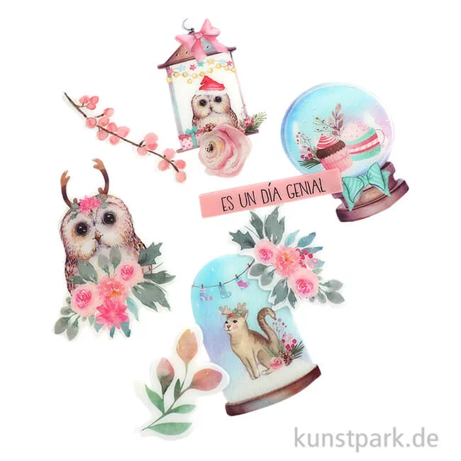 Artikelbild 1 des Artikels “Stamperia Clear Die Cuts - Christmas Rose, 65 Stanzteile aus Kunststoff “