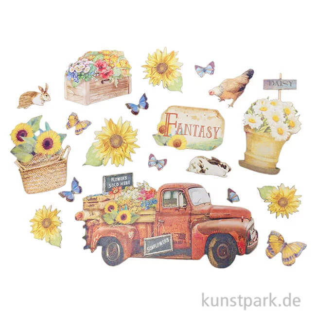 Artikelbild 1 des Artikels “Stamperia Ephemera Aufkleber - Sunflower Art Elements + Flowers “