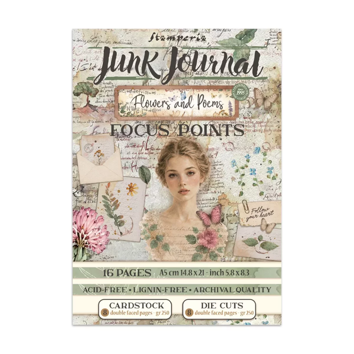 Artikelbild 1 des Artikels “Stamperia Junk Journal Set, 16 Blatt, A5 - Flowers and Poems “