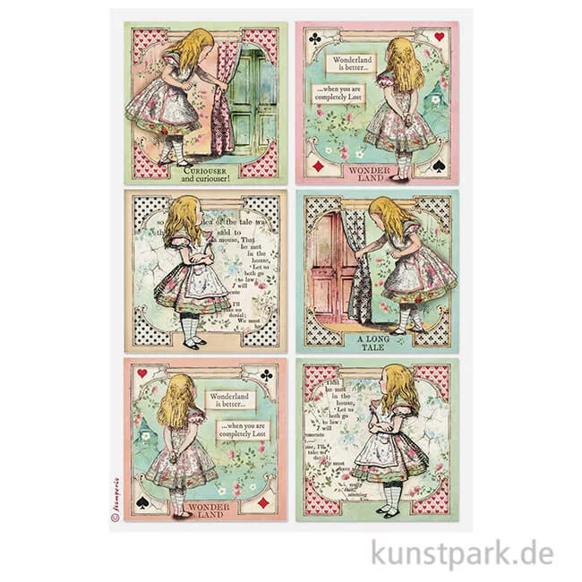 Artikelbild 1 des Artikels “Stamperia Reispapier - Alice in Wonderland Cards, DIN A4 “