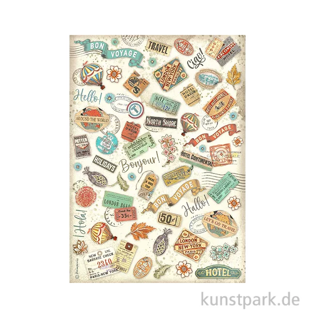 Artikelbild 1 des Artikels “Stamperia Reispapier - Art of Travelling Labels, DIN A4 “