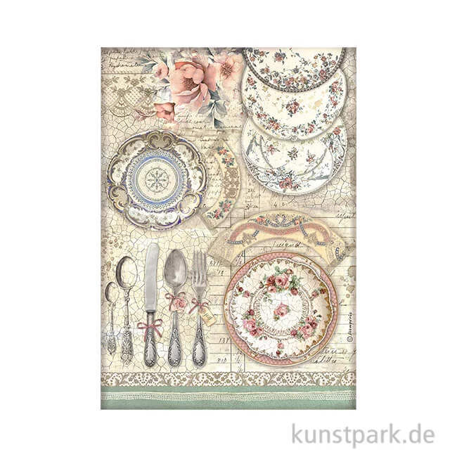 Artikelbild 1 des Artikels “Stamperia Reispapier - Brocante Antiques Ceramic Plates, DIN A4 “