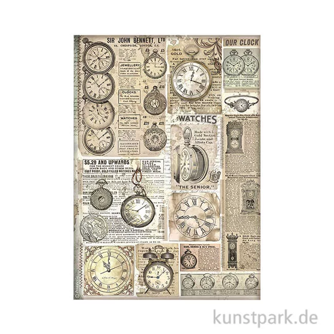 Artikelbild 1 des Artikels “Stamperia Reispapier - Brocante Antiques Clocks, DIN A4 “