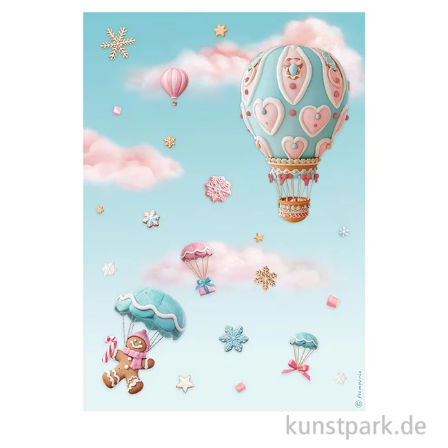 Artikelbild 1 des Artikels “Stamperia Reispapier - Candy Christmas Air Balloons, DIN A4 “