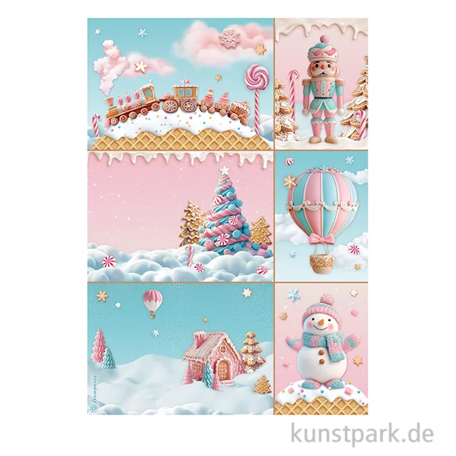 Artikelbild 1 des Artikels “Stamperia Reispapier - Candy Christmas Cards, DIN A4 “