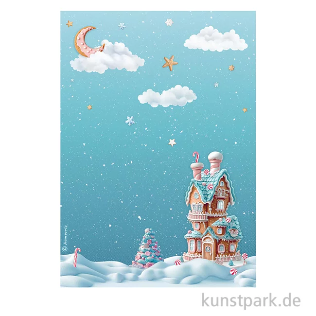 Artikelbild 1 des Artikels “Stamperia Reispapier - Candy Christmas Marzipan House, DIN A4 “