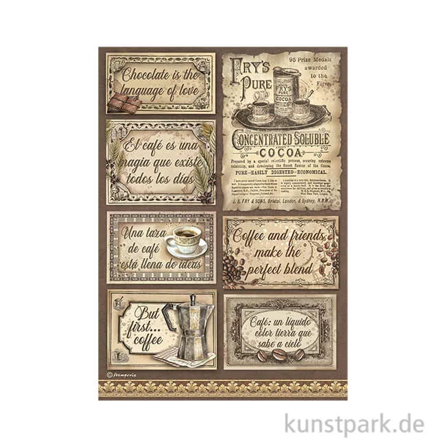 Artikelbild 1 des Artikels “Stamperia Reispapier - Coffee and Chocolate Labels, DIN A4 “
