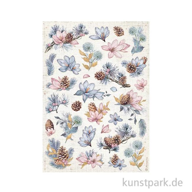 Artikelbild 1 des Artikels “Stamperia Reispapier - Create Happiness Dewdrops Flower Cones, DIN A4 “