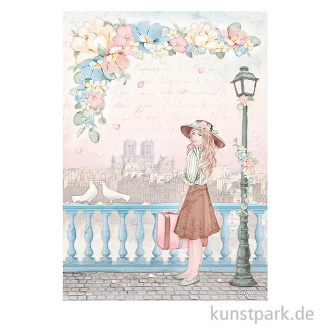 Artikelbild 1 des Artikels “Stamperia Reispapier - Create Happiness Oh la la Girl Suitcase, DIN A4 “