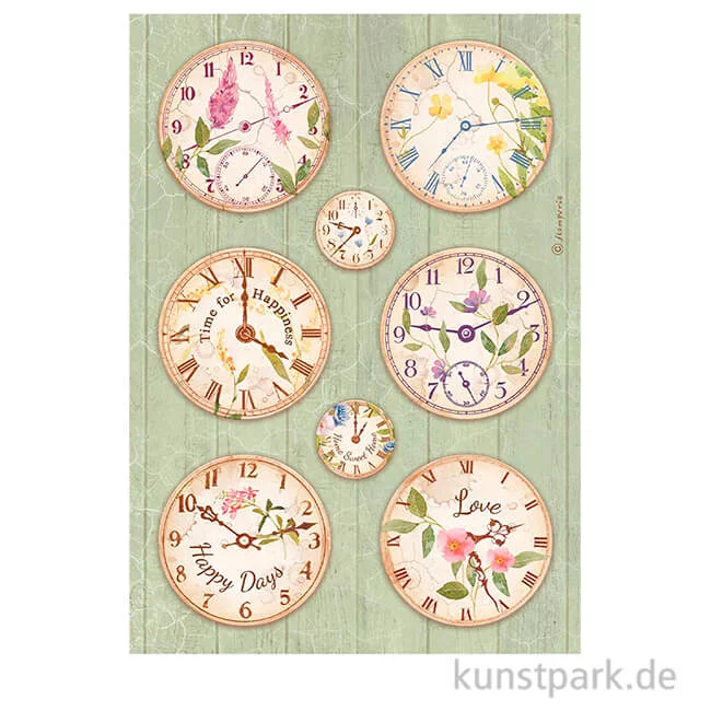 Artikelbild 1 des Artikels “Stamperia Reispapier - Create Happiness Welcome Home Clocks, DIN A4 “