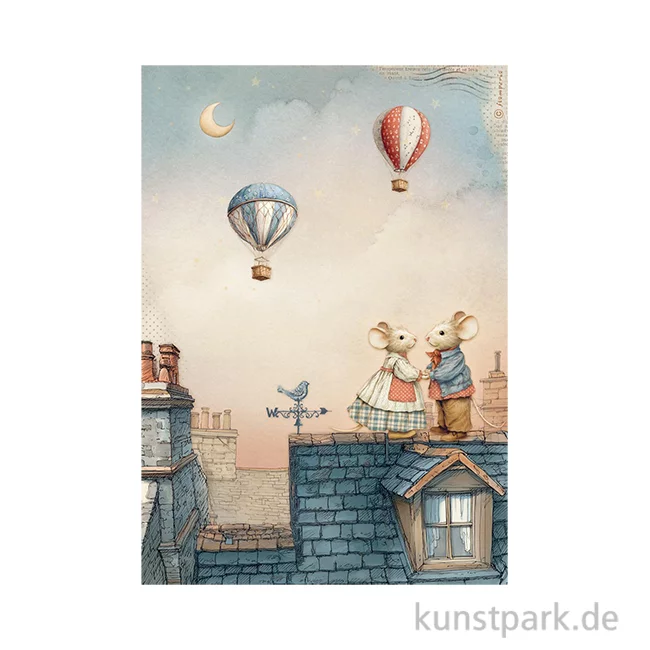 Artikelbild 1 des Artikels “Stamperia Reispapier - Family Mice On The Roof, DIN A4 “