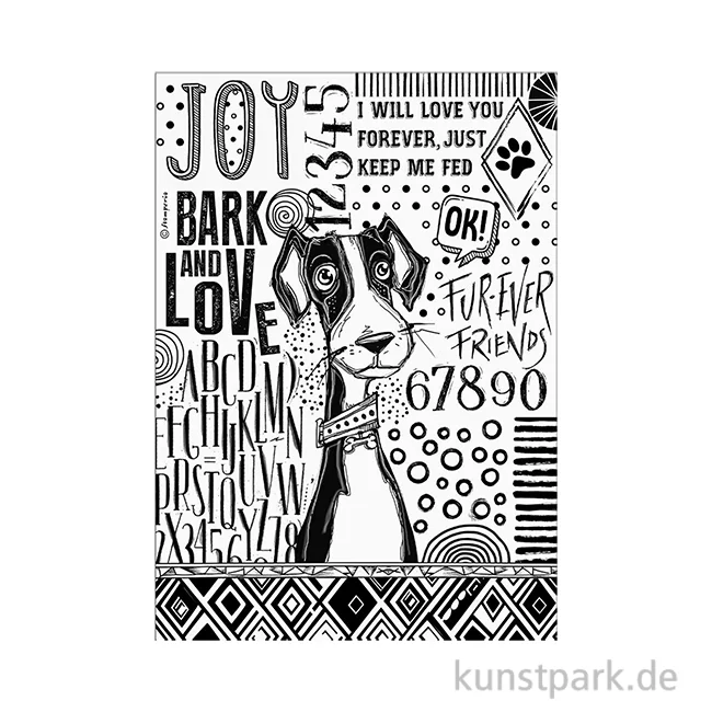 Artikelbild 1 des Artikels “Stamperia Reispapier - Furry Friends Dog Black and White, DIN A4 “