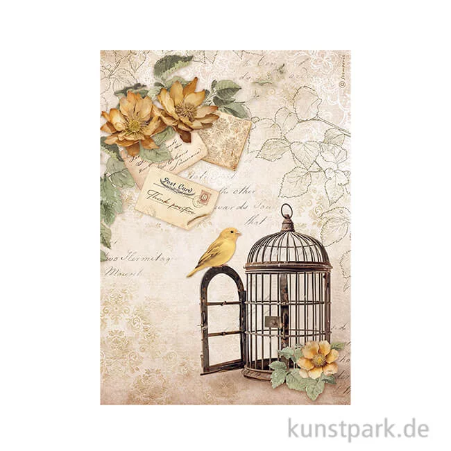 Artikelbild 1 des Artikels “Stamperia Reispapier - Golden Harmony Cage, DIN A4 “