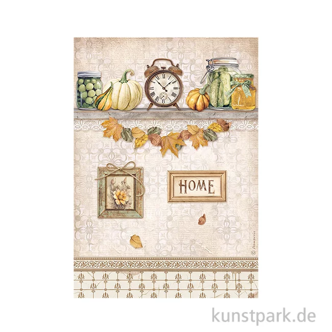 Artikelbild 1 des Artikels “Stamperia Reispapier - Golden Harmony Clock Pumpkins, DIN A4 “