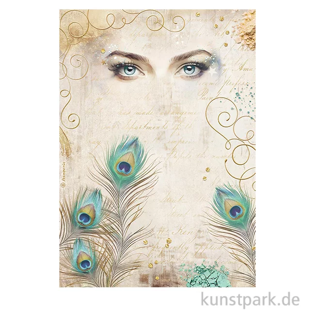 Artikelbild 1 des Artikels “Stamperia Reispapier - Masquerade Eyes and Feathers, DIN A4 “
