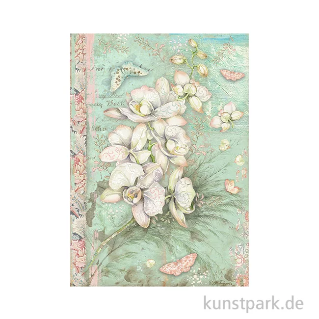 Artikelbild 1 des Artikels “Stamperia Reispapier - Orchids and Cats White Orchid, DIN A4 “