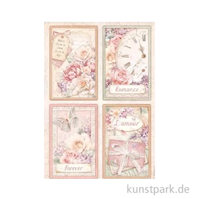 Artikelbild 1 des Artikels “Stamperia Reispapier - Romance Forever 4 Cards, DIN A4 “