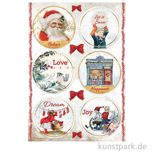 Artikelbild 1 des Artikels “Stamperia Reispapier - Romantic Christmas Rounds, DIN A4 “
