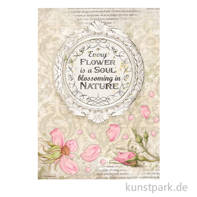 Artikelbild 1 des Artikels “Stamperia Reispapier - Romantic Garden House Frame with quote, DIN A4 “