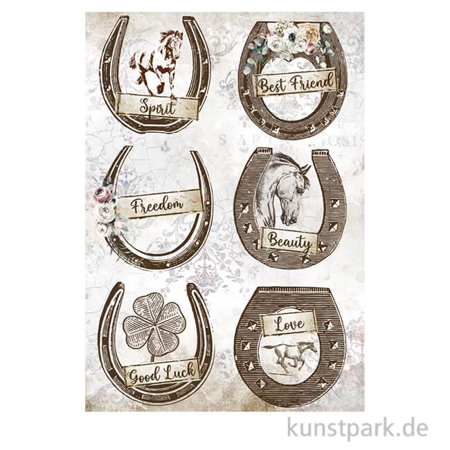 Artikelbild 1 des Artikels “Stamperia Reispapier - Romantic Horses Horseshoes, DIN A4 “