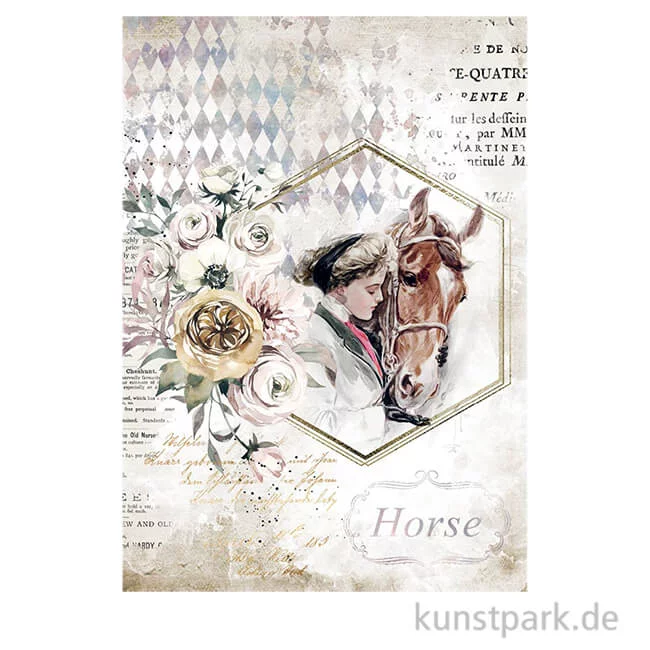 Artikelbild 1 des Artikels “Stamperia Reispapier - Romantic Horses Lady Frame, DIN A4 “