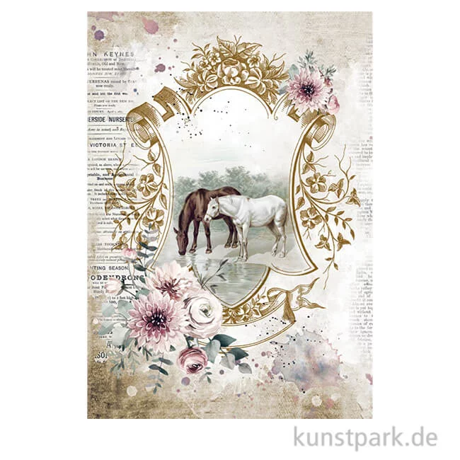 Artikelbild 1 des Artikels “Stamperia Reispapier - Romantic Horses Lake, DIN A4 “