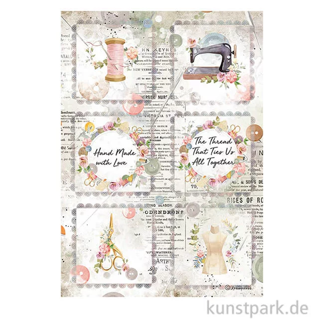 Artikelbild 1 des Artikels “Stamperia Reispapier - Romantic Threads Mini Cards, DIN A4 “