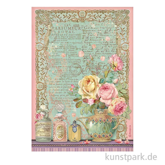 Artikelbild 1 des Artikels “Stamperia Reispapier - Rose Parfum Parfumeur Royal, DIN A4 “