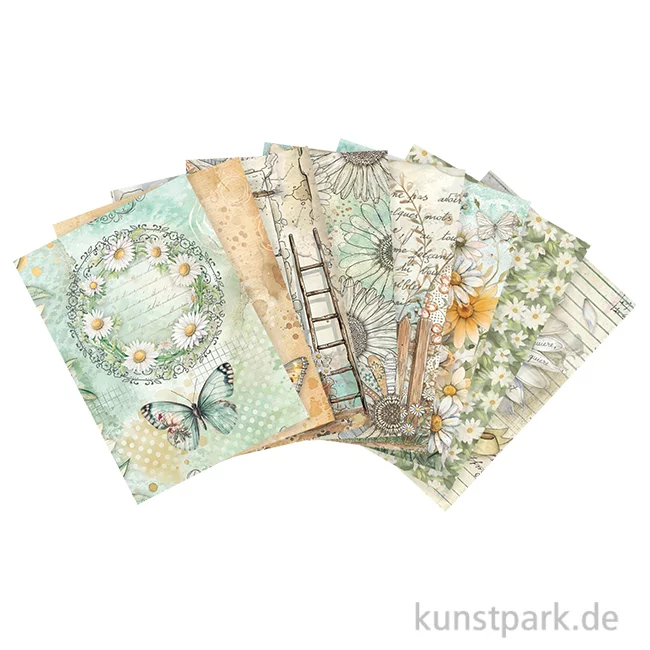 Artikelbild 1 des Artikels “Stamperia Reispapier Selection - Daisy Art, 8 Blatt, A6 “