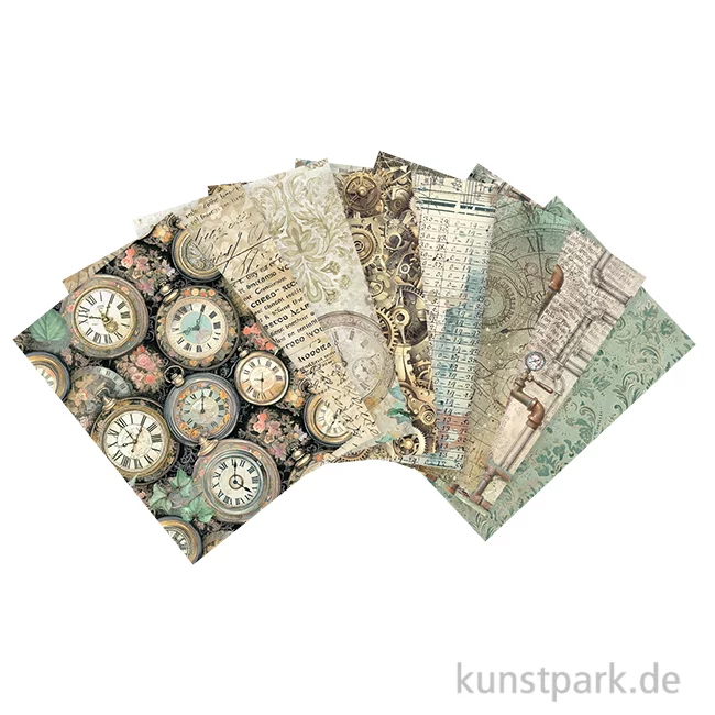 Artikelbild 1 des Artikels “Stamperia Reispapier Selection - Gardens of Time Backgrounds, A6 “