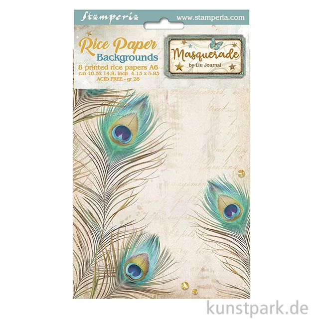 Artikelbild 1 des Artikels “Stamperia Reispapier Selection - Masquerade Backgrounds, A6 “
