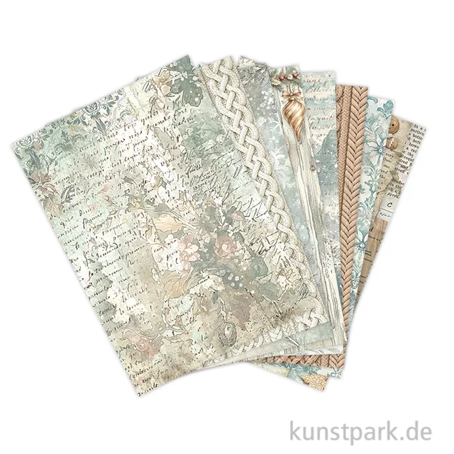 Artikelbild 1 des Artikels “Stamperia Reispapier Selection - White Christmas Backgrounds, A6 “